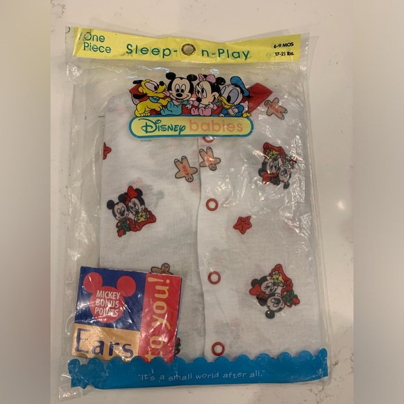 Disney Babies 6-9 Month Sleep n Play One Piece NEW Mickie Minnie Mouse Christmas - Picture 1 of 6